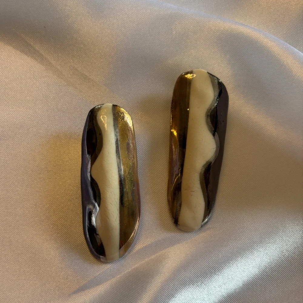 Rare Vintage Handmade Abstract Statement Organic-Shaped Drop Earrings